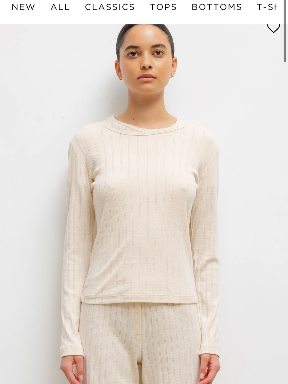 Leset Pointelle slim fit long sleeve